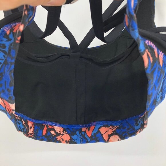 Lululemon Blue Multi / Black Energy Bra (Exhale) Mini Paint Storm Harbor size 8 - Picture 9 of 16
